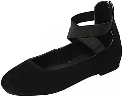 סנדלים של פלווור לנשים בלט עגול בלט אלסטי רצועות צלב שטוחות נוחות נעליים מחליקות על נעלי שמלה מזדמנים