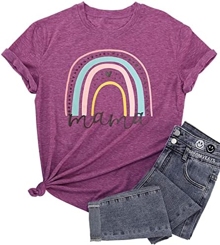 Mama and Mini Rainbow חולצת טריקו אמא ואני חולצות MAMA MAMI MINI תואם טי בוהו חולצת קשת אם ובת חולצה