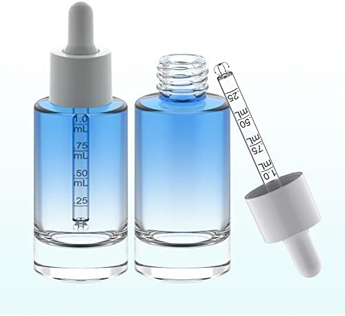 1 עוז צבע שיפוע כחול מצופה בקבוקי זכוכית מעובים לשמנים אתרים עם טפטפת עיניים מזכוכית 30 מיליליטר עם פיפטות מדודות לכימיה