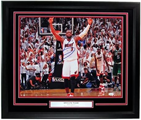 דוויין ווייד עם חתימה 16x20 צילום מיאמי היט ממוסגר JSA - תמונות NBA עם חתימה