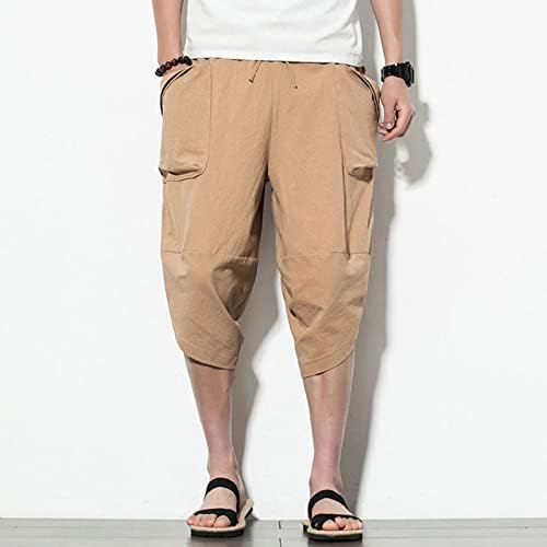 מכנסיים מחודדים בתוספת גודל טיולים זכריים מפוצלים מכנסי מותניים אלסטיים אופנתיים קיץ מגניב בגיס בצבע אחיד