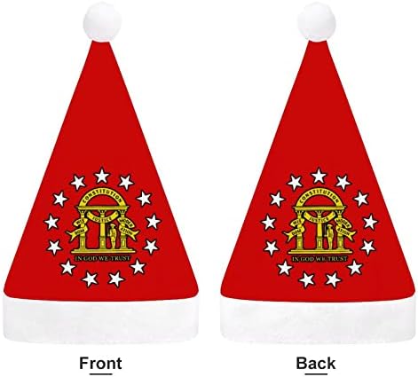 דגל של גאורגיה חג המולד כובע סנטה קלאוס כובעי קצר קטיפה עם לבן חפתים לגברים נשים חג המולד חג מסיבת קישוטים