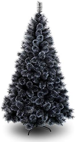 Cyayq שחור מלאכותי חג המולד אורן אורן פרימיום אשוחית צירים צירים עמדת מתכת מעוטרת עץ עץ עץ חג המולד קישוט לחג עץ-c 6ft