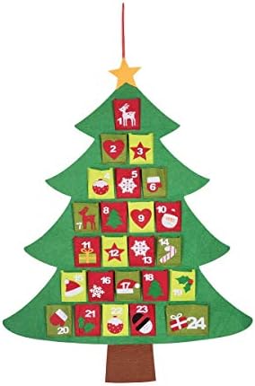 עץ חג המולד ביתי ירוק חגיגי 37 על 14.5 אינץ ' בד תלוי לוח השנה הספירה לאחור לחג דקורטיבי