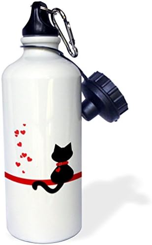 חובבי חיות מחמד 3DROSE לבבות אדומים לבנים חתול לבן חתול בקבוק מים ספורט, 21 גרם, לבן