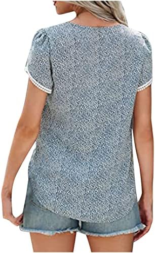 חולצות התאמה רופפות לילדות נוער מפוצלות שרוול קצר צוואר צווארון מפתח מזדמן פולקה נקודה צמרות בסיסיות נשים 2023 UU